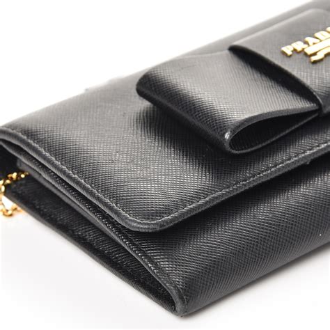 prada saffiano bow wallet black|prada saffiano wallet men's.